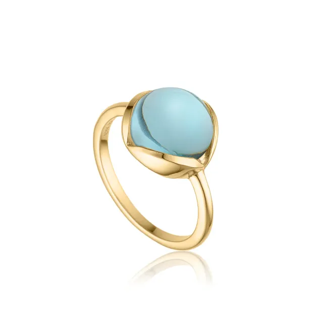 Bykjaergaard Glory ring forgyldt blå topas 10 mm
