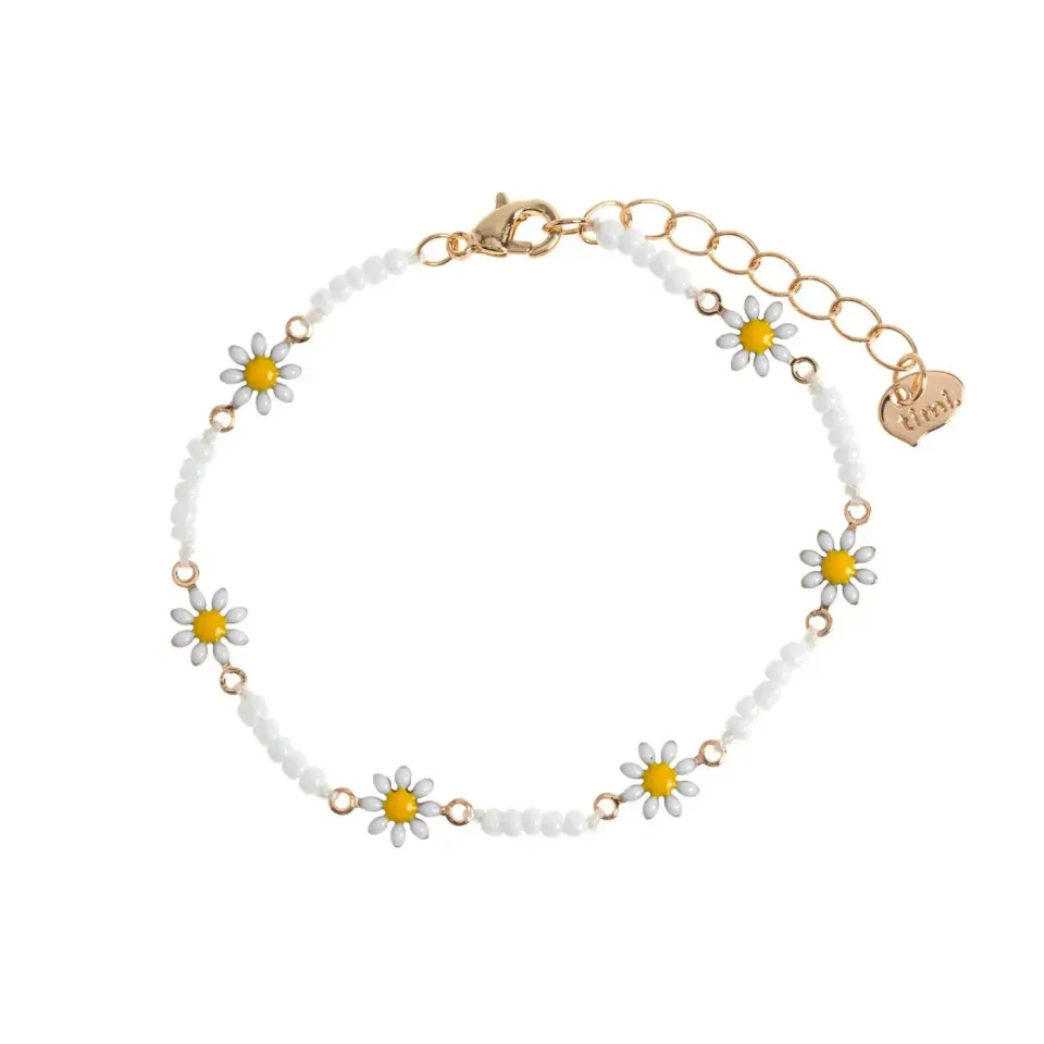 TIMI OF SWEDEN Astrid Daisy emaljearmbånd guld 17 cm