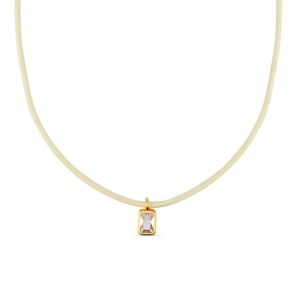 Orelia Crystal Baguette læder halskæde guld justerbar