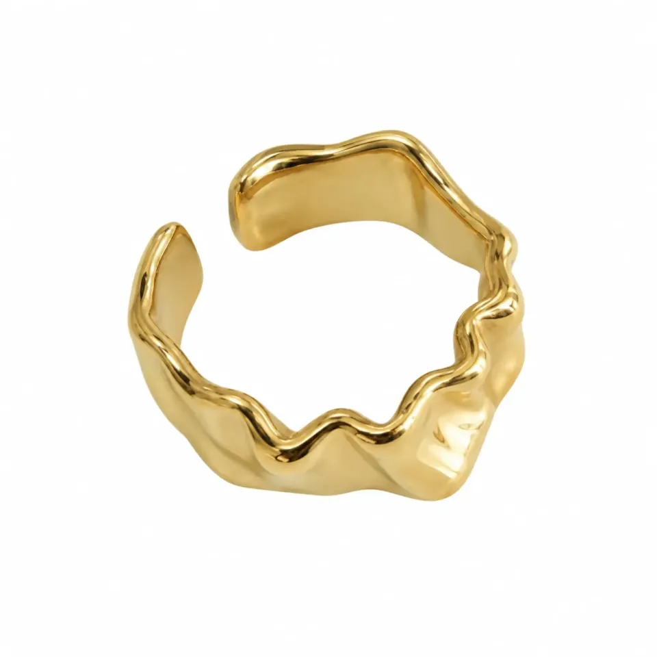 Wos Lui ring forgyldt bølget str. 6-8