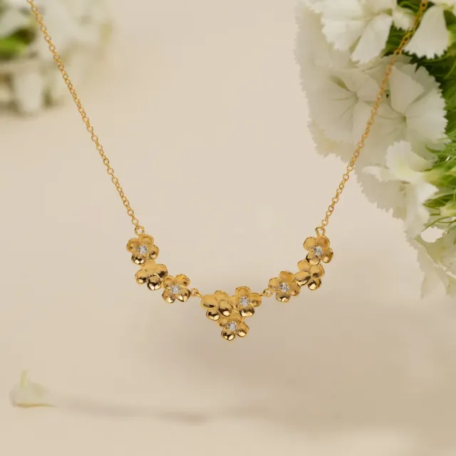 Sisi Copenhagen Flora Crystal Golden halskæde forgyldt zirkonia