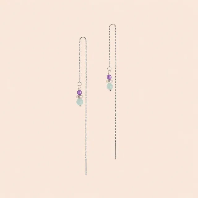 Lulo Jewelry Blue Ametyst Strings øreringe sølv