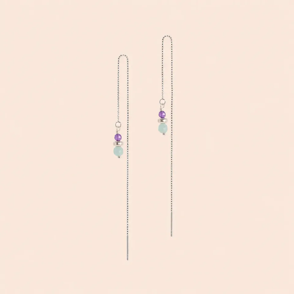 Lulo Jewelry Blue Ametyst Strings øreringe sølv