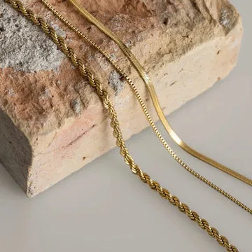 TIMI OF SWEDEN Double Snake Chains halskæde forgyldt 42 cm