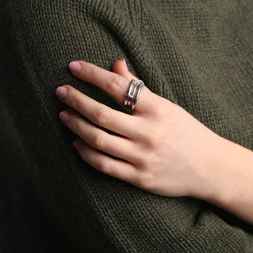 TIMI OF SWEDEN Irene stacked ring rustfri stål sølv