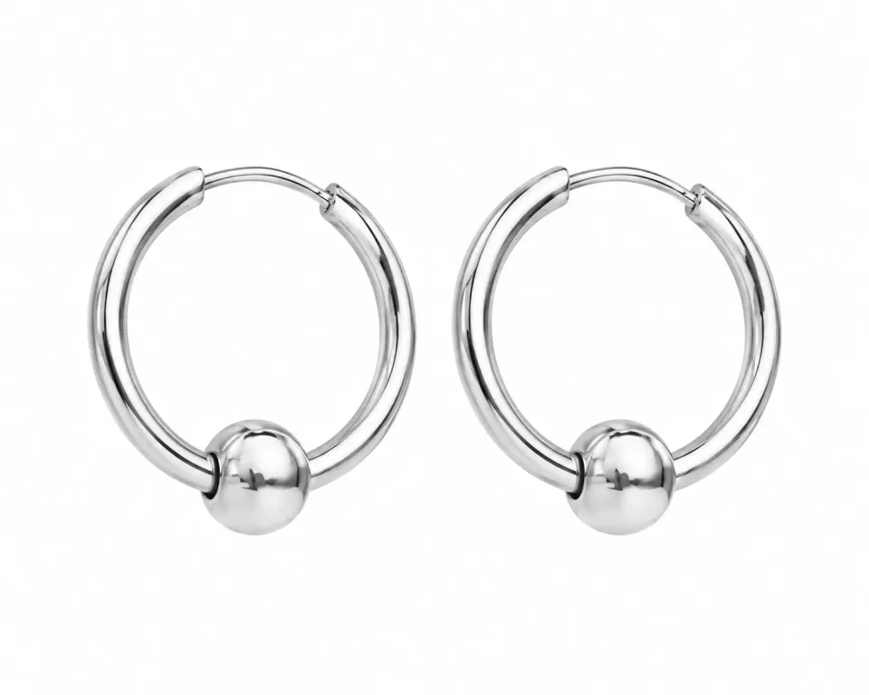 Wos Drop Hoop øreringe sølv 1,4 cm