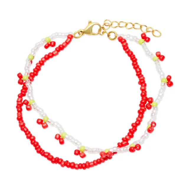 TIMI OF SWEDEN Leonie cherry armbånd dobbelt 17 cm