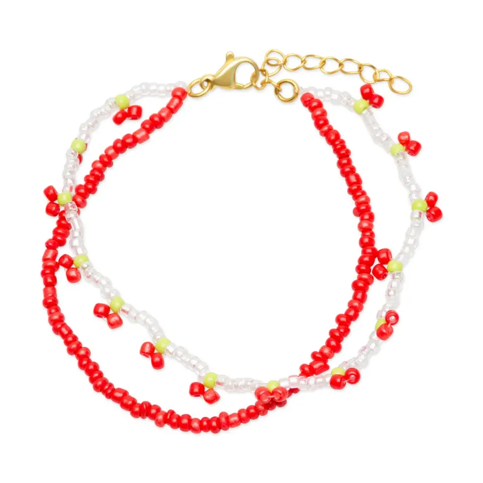 TIMI OF SWEDEN Leonie cherry armbånd dobbelt 17 cm