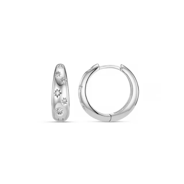 Orelia Starburst Tapered Mid-Size Hoop øreringe sølv krystal