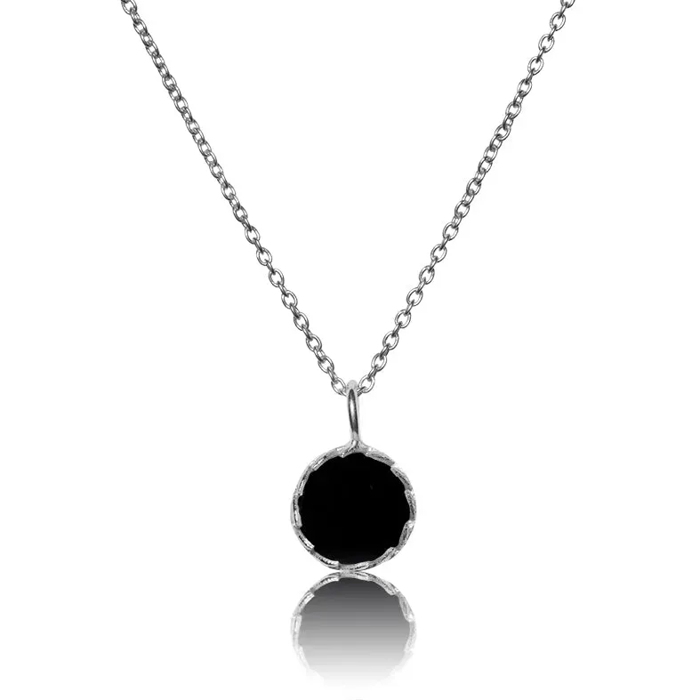 Bykjaergaard Arktisk Pil halskæde onyx sølv 45 cm