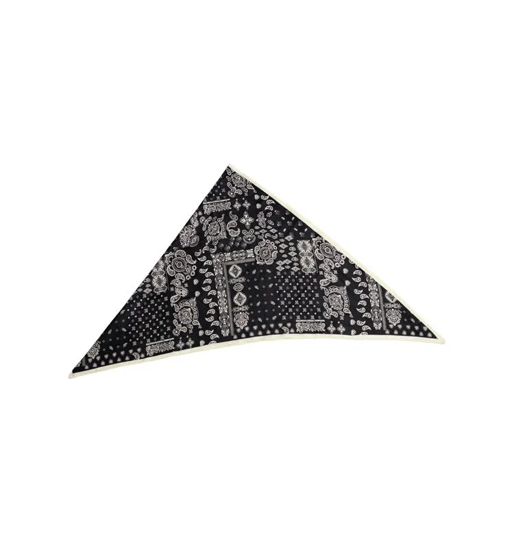 Wos Venice sjal sort paisley trekantet 130 cm