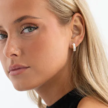 TIMI OF SWEDEN Essie perle hoops øreringe guld 16 mm