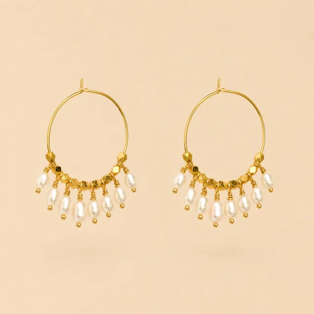 Lulo Jewelry Multi Pearl Hoops øreringe ferskvandsperler