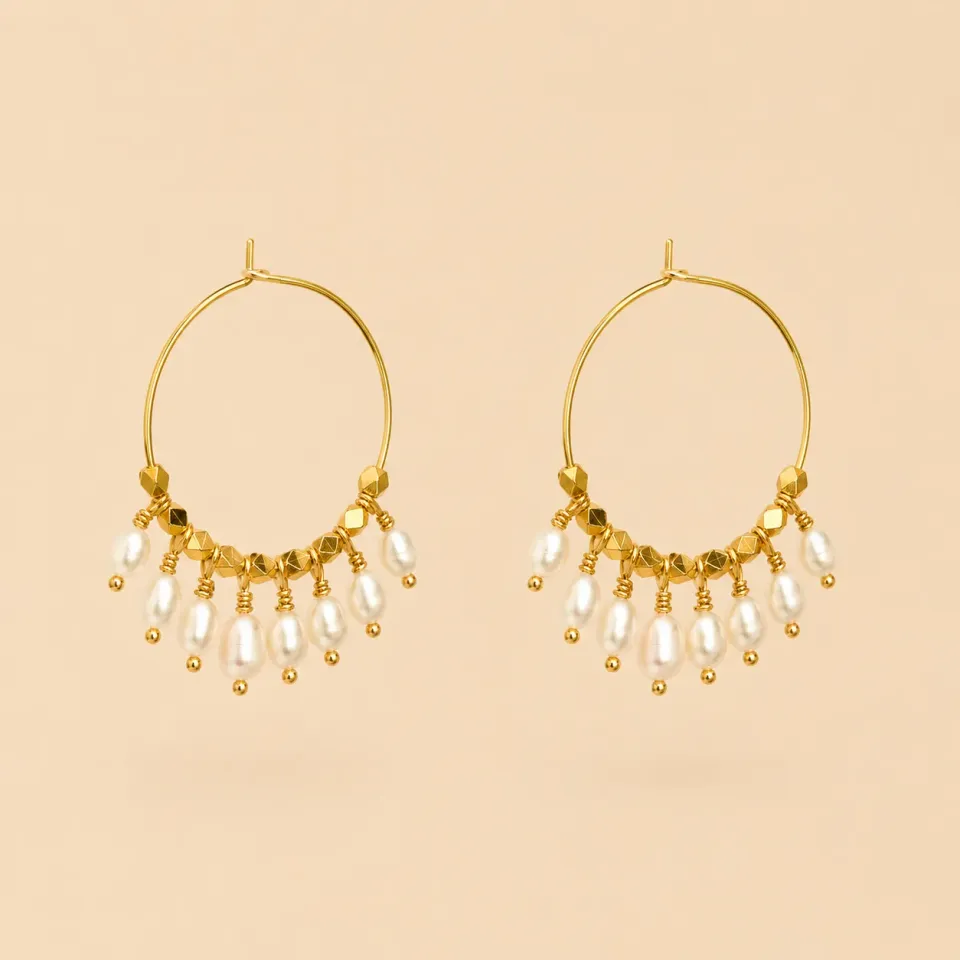 Lulo Jewelry Multi Pearl Hoops øreringe ferskvandsperler
