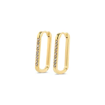 TIMI OF SWEDEN Celeste Crystal Hoop øreringe guld rektangulær