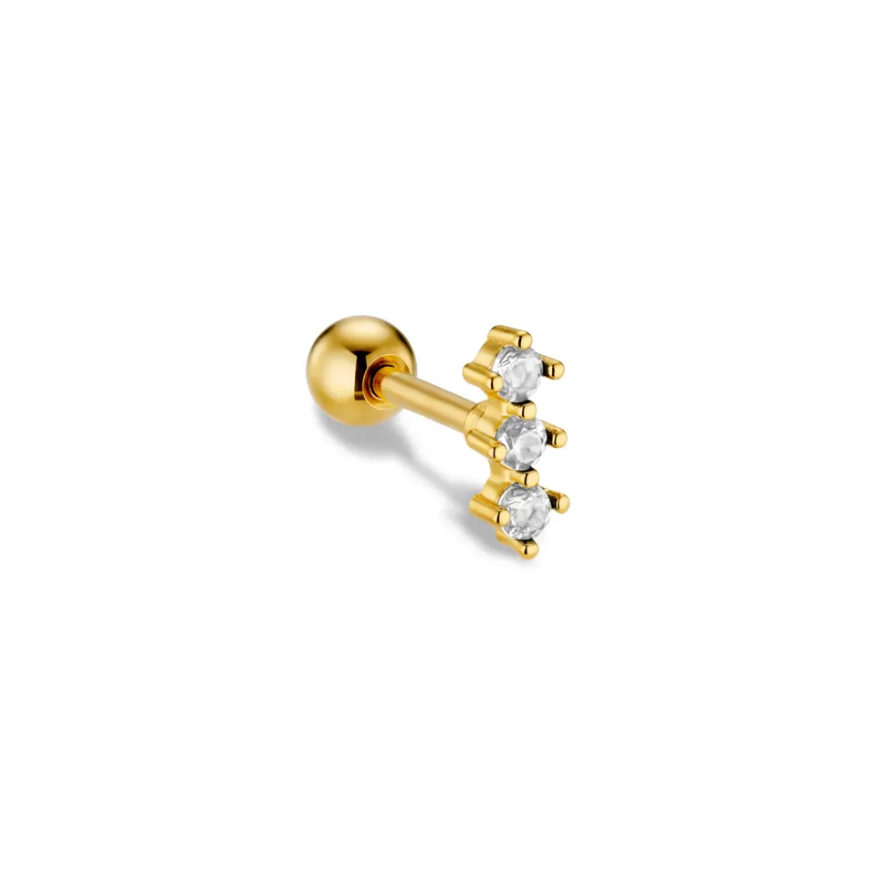 Orelia Crystal Trio Barbell studs øreringe guld 1 stk