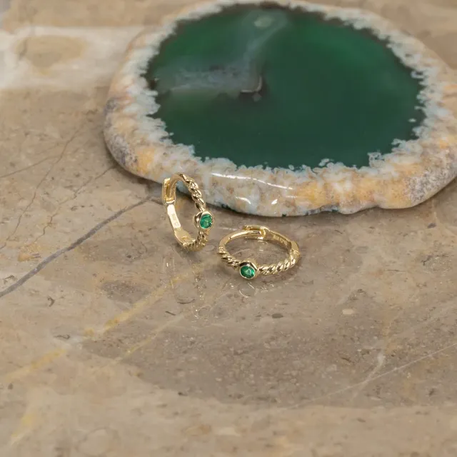 Sisi Copenhagen Sigrid Green Agate creoler 9 kt guld grøn