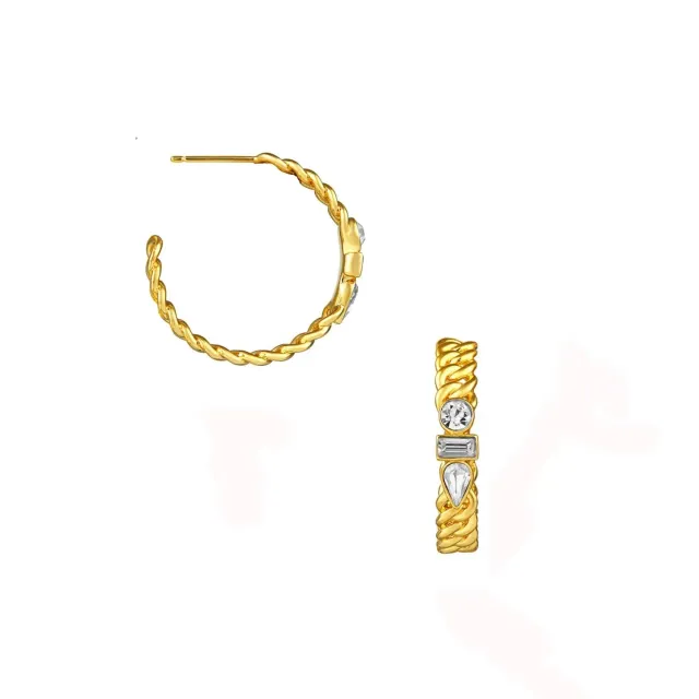 Orelia Mixed Gem Chain hoop øreringe forgyldt