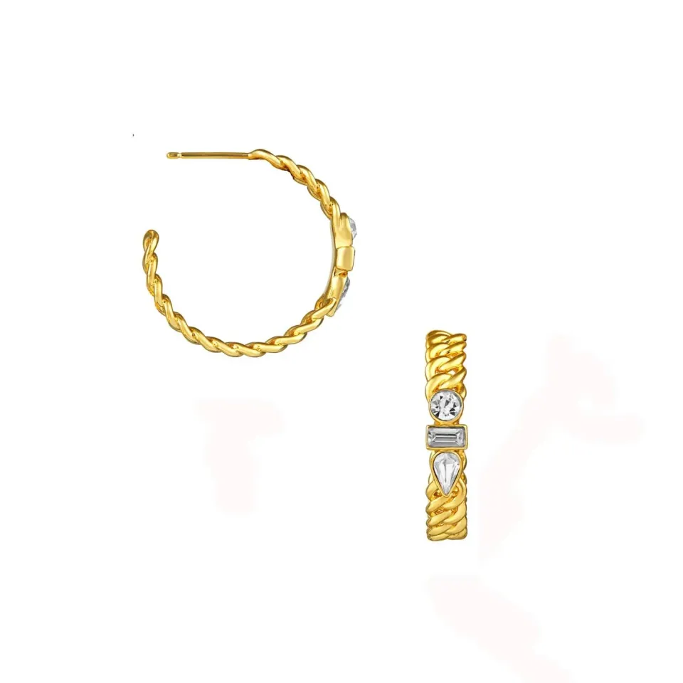 Orelia Mixed Gem Chain hoop øreringe forgyldt