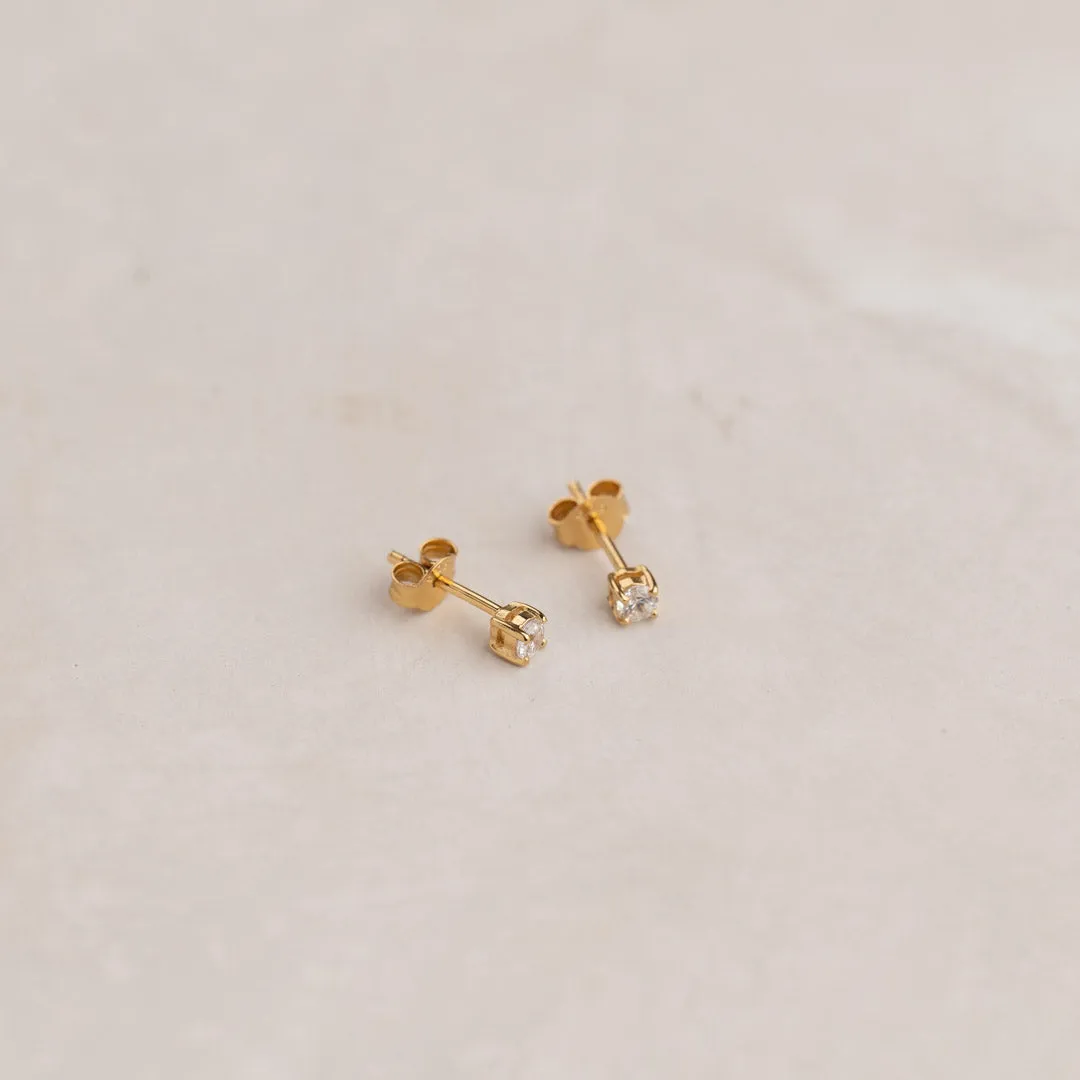 Sisi Copenhagen Ena ørestikker 3 mm forgyldt par zirkon
