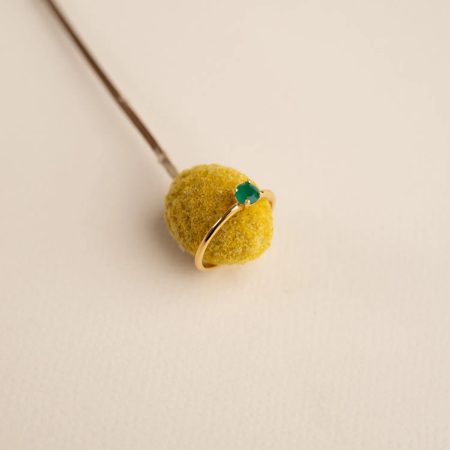 Sisi Copenhagen Gemma ring forgyldt grøn agat 4 mm