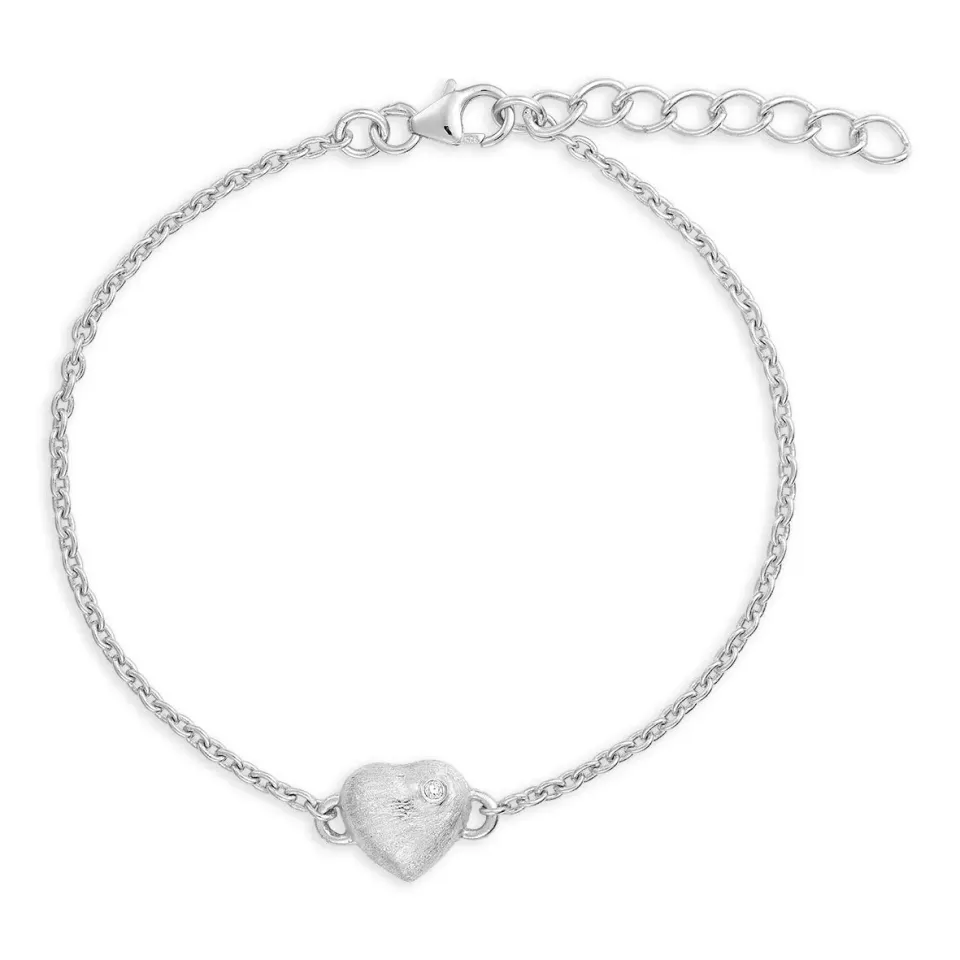 Bykjaergaard Divine armbånd sølv hjerte zirkonia