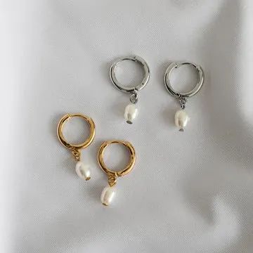 Timi of Sweden Pearl Small Hoop øreringe perle stål