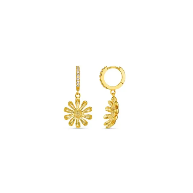 Orelia Daisy & Pavé øreringe hoops forgyldt guld