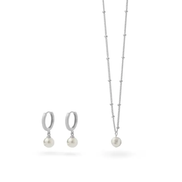 Orelia Classic Pearl smykkesæt sølv perle 2 dele