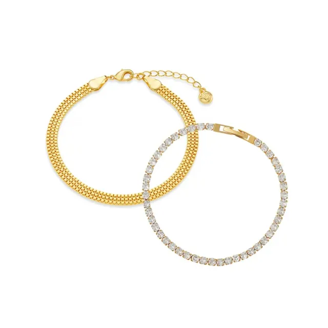 Orelia Crystal Tennis armbåndssæt guld 2-delt