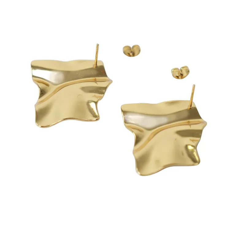 Wos Up Ann øreringe guld asymmetriske 3,5 cm