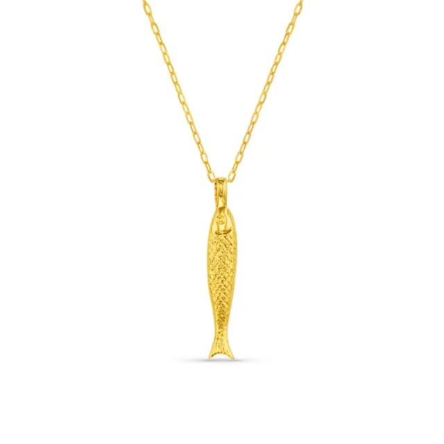 Orelia Textured Fish Charm halskæde guld med fiskevedhæng