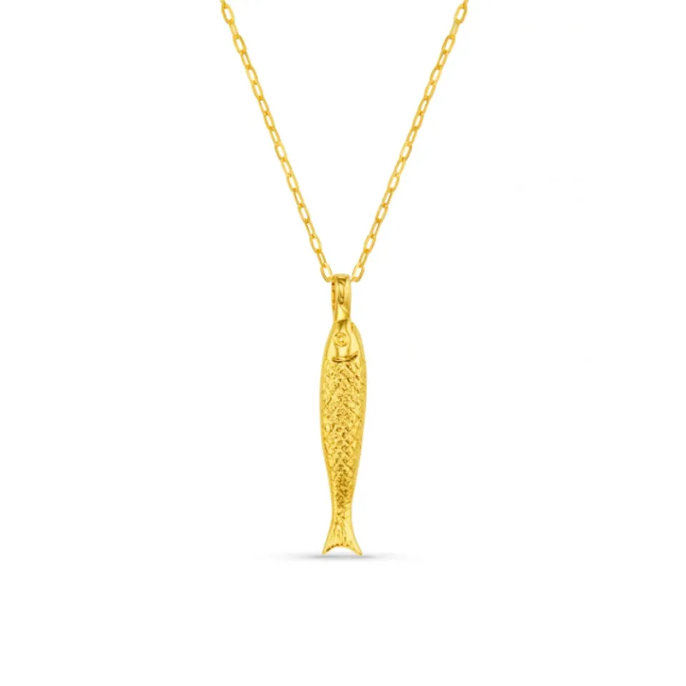 Orelia Textured Fish Charm halskæde guld med fiskevedhæng