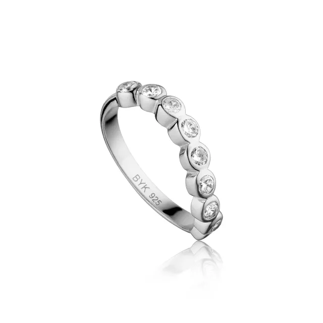 Bykjaergaard Wave ring i sølv med 9 zirkonia