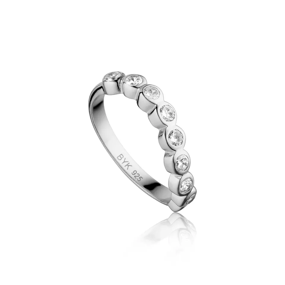 Bykjaergaard Wave ring i sølv med 9 zirkonia