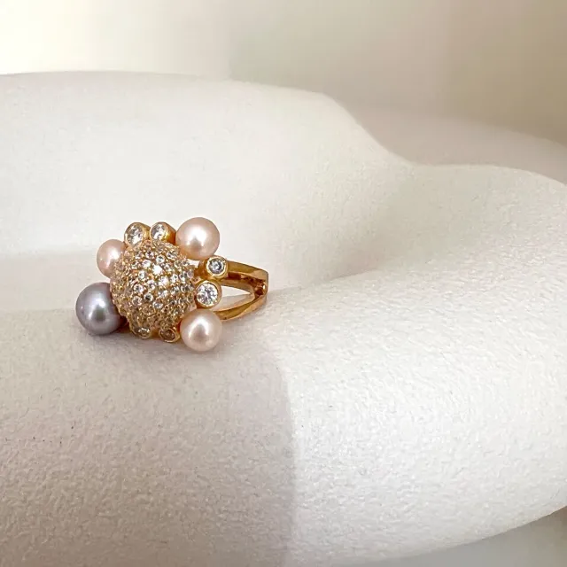 Bykjaergaard Precious forgyldt ring perler zirkonia