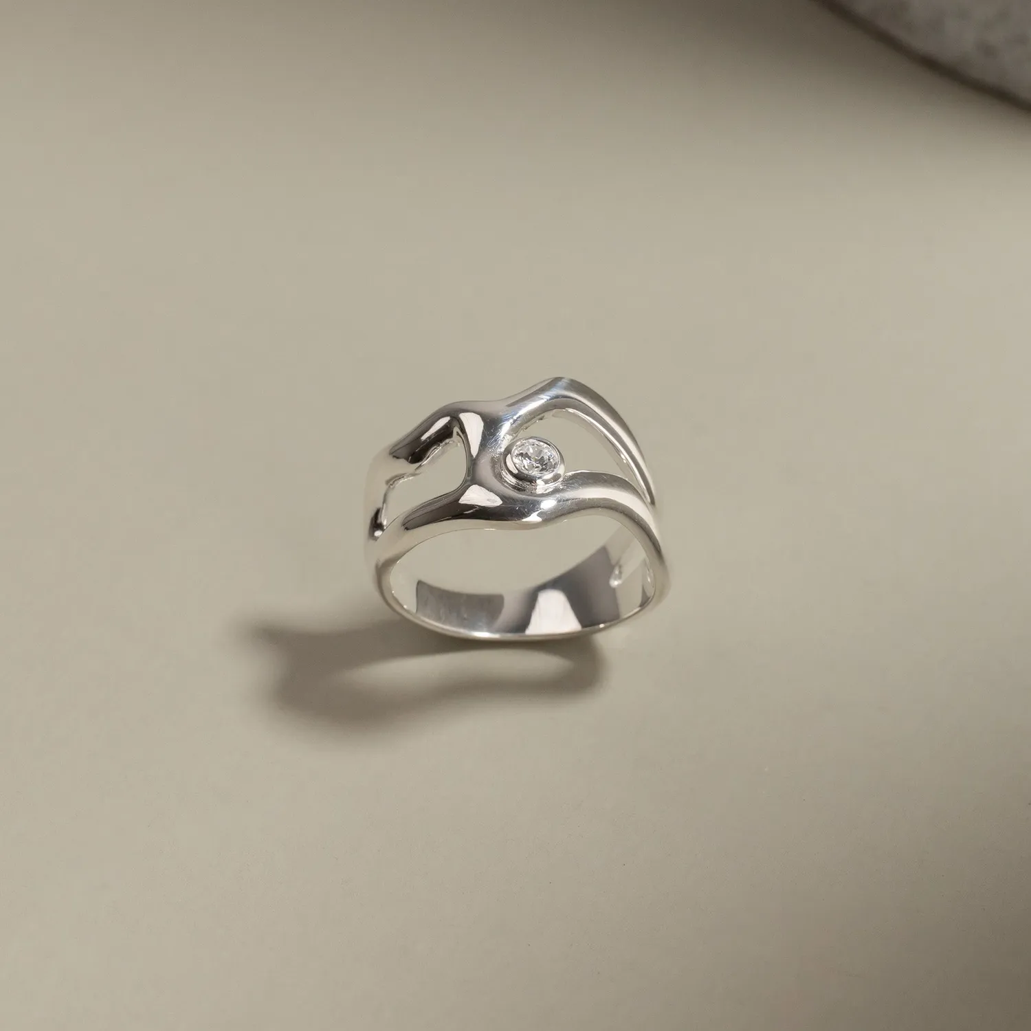 Sisi Copenhagen Astra Crystal sølvring 52 klar zirkon