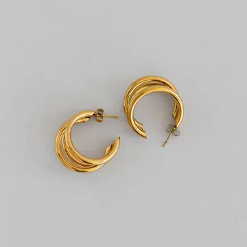 TIMI OF SWEDEN Freja triple hoop øreringe guld 16 mm