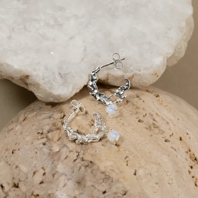 Sisi Copenhagen Emilia Moonstone Silver creol øreringe månesten