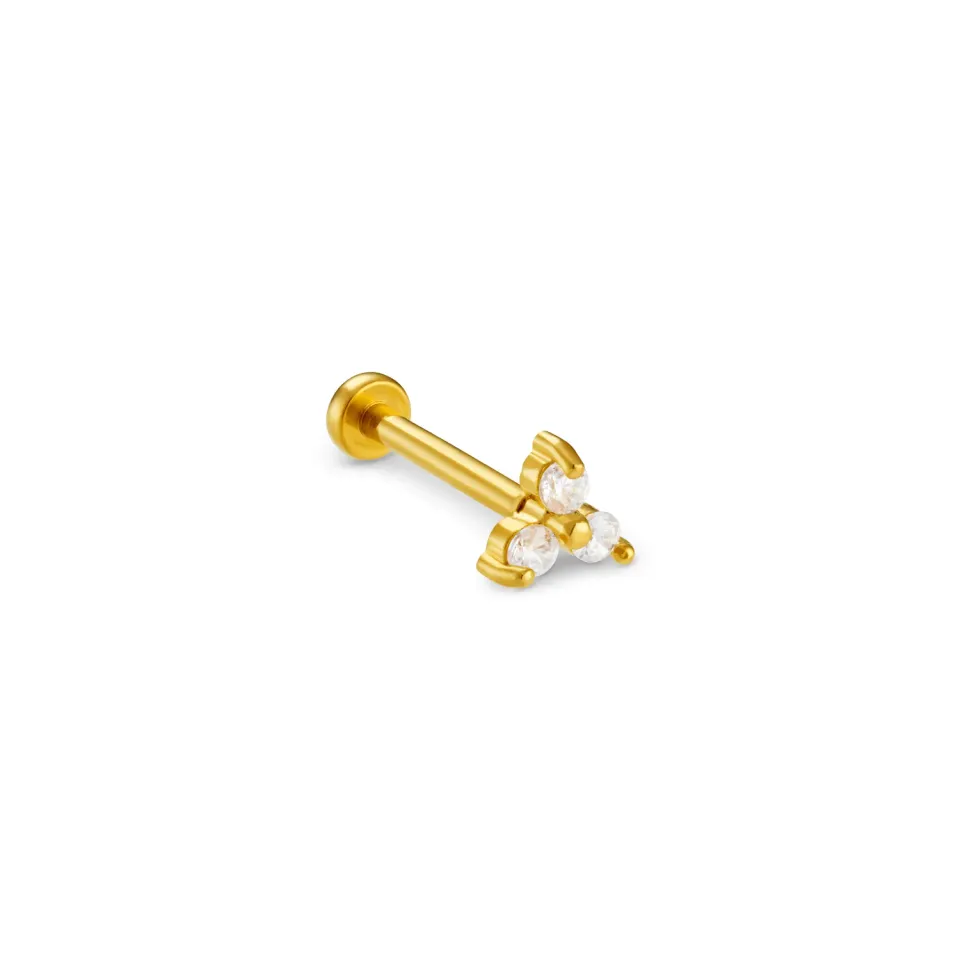 Orelia Crystal Trinity Cluster labret forgyldt