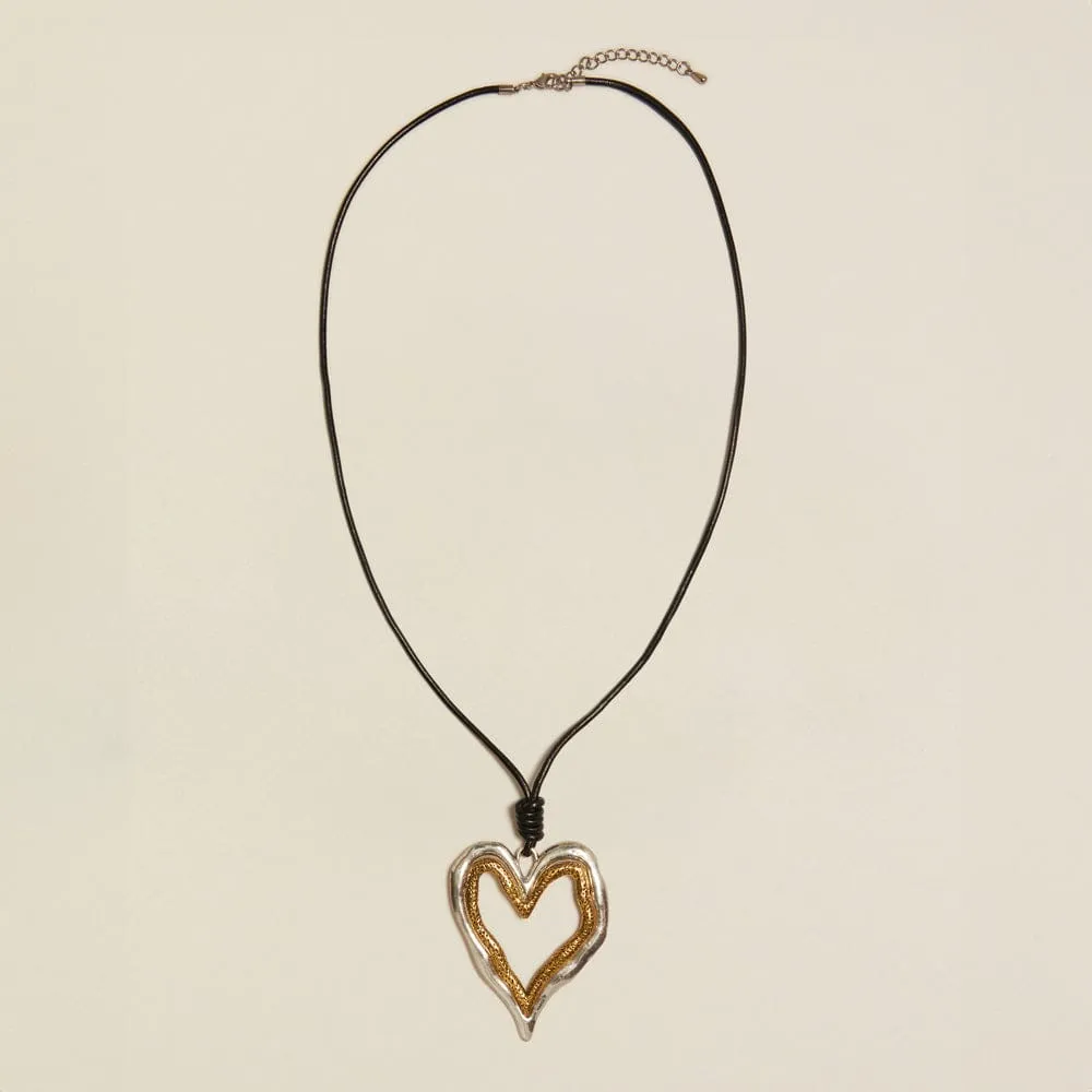 Orelia Vintage Statement Mixed Metal halskæde hjerte snor