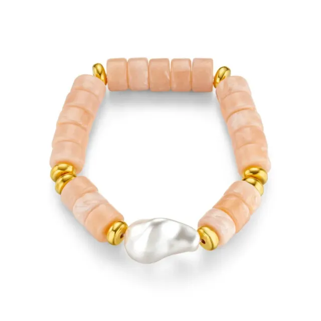 Orelia Statement Pearl & Bead armbånd guld elastik