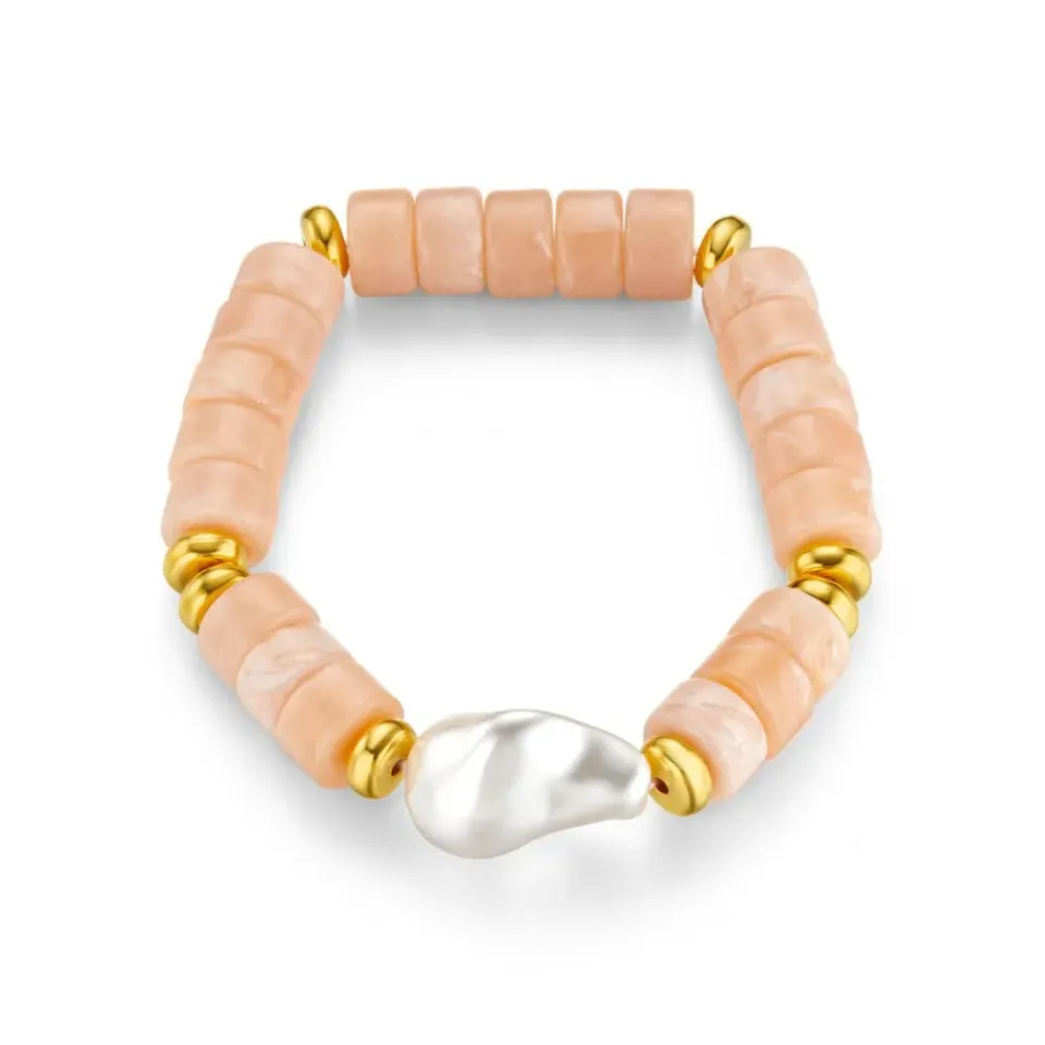 Orelia Statement Pearl & Bead armbånd guld elastik