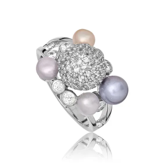 Bykjaergaard Precious ring sølv ferskvandsperler zirkonia