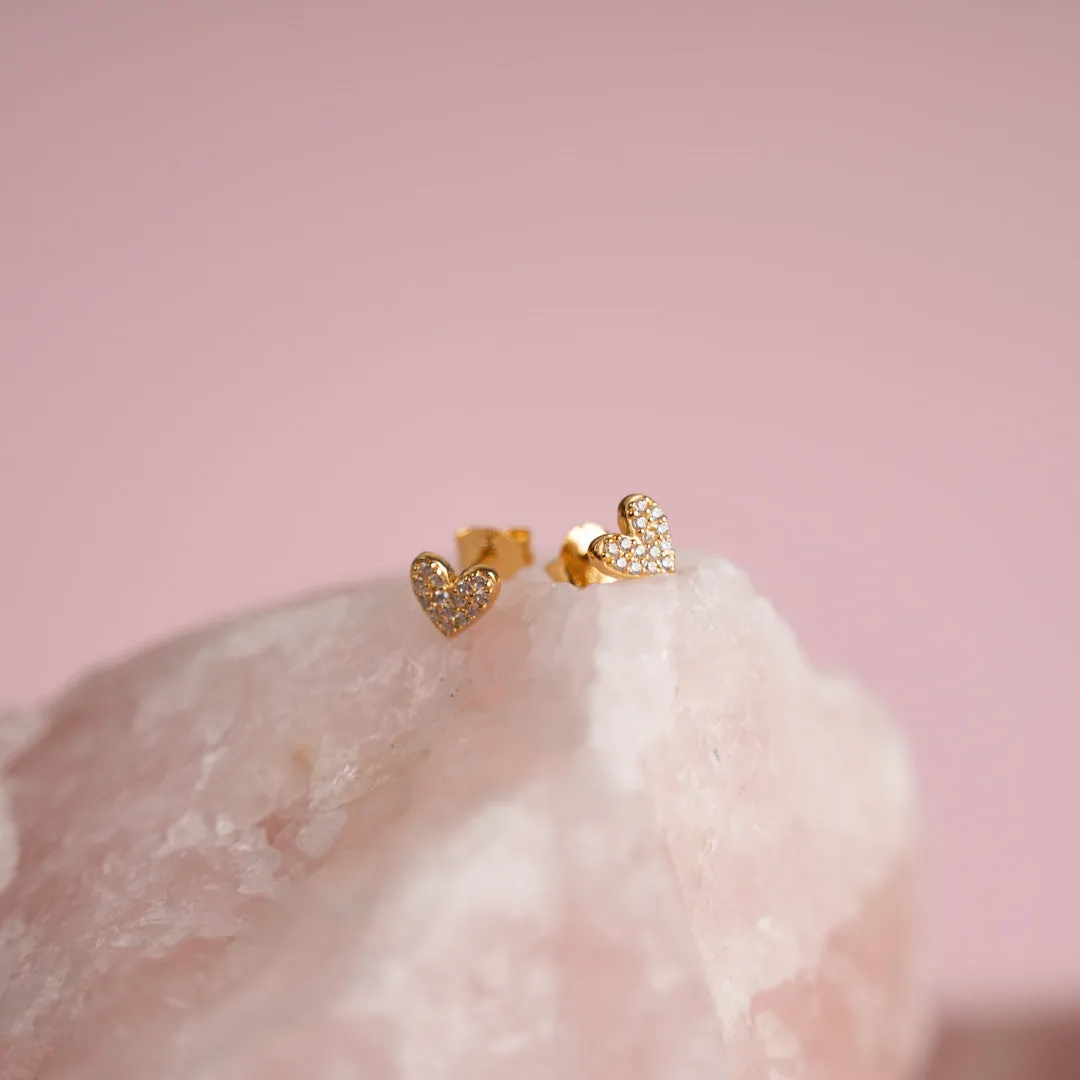Sisi Copenhagen Esme crystal stud øreringe hjerter forgyldt par