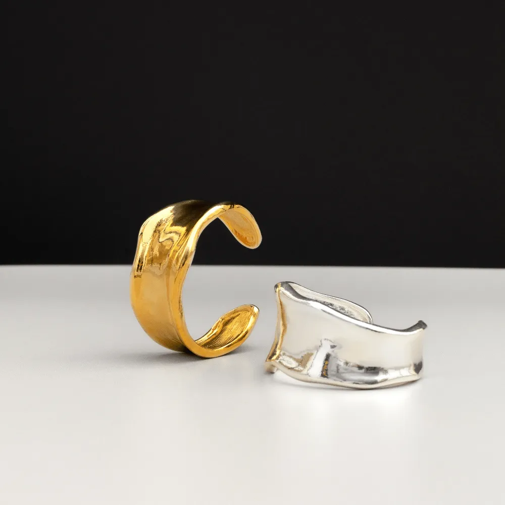 Orelia Statement Organic Molten Metal cuff sølv chunky