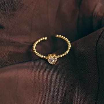 TIMI OF SWEDEN Emi ring hjerte krystal guld str 17