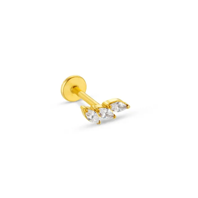 Orelia Triple Crystal Navette labret guld krystal