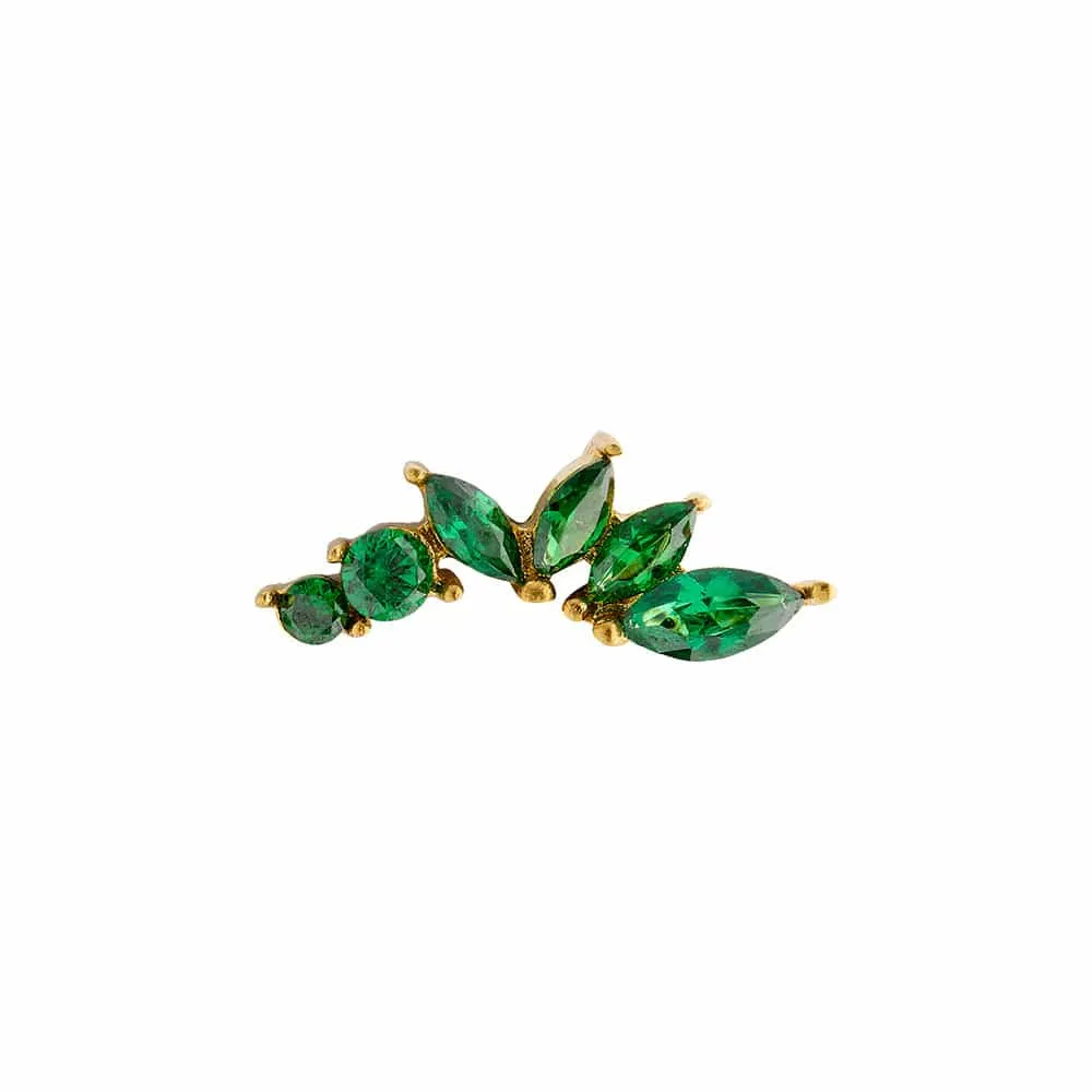 Orelia Curved Emerald Cluster barbell piercing guld