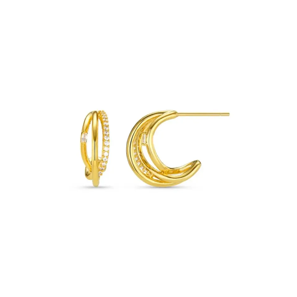 Orelia Mixed Pavé Triple Illusion Hoop øreringe guld